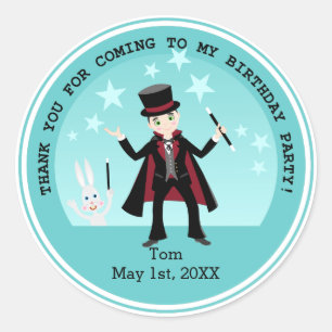 Sticker Rond Fête d'anniversaire d'enfant de magicien
