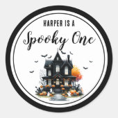 Sticker Rond Fête d'anniversaire des 1 an de Spooky One Hallowe (Devant)