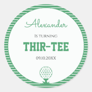 Sticker Rond Fête d'anniversaire des 30 ans de golf Green Strip