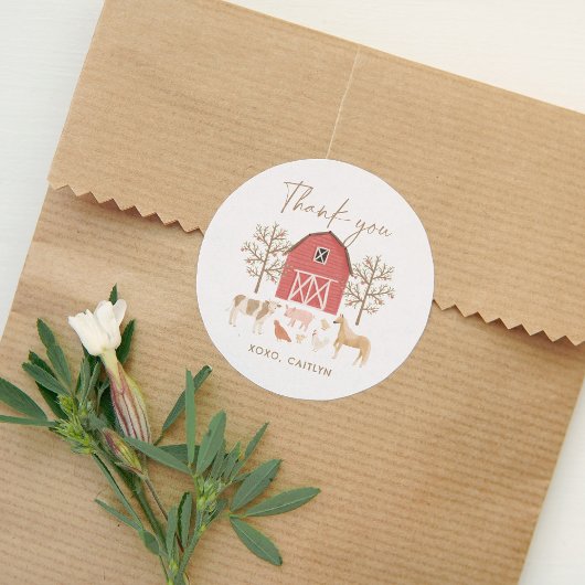 Sticker Rond Fête d'anniversaire des animaux de ferme