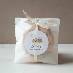 Sticker Rond Fête d'anniversaire des animaux de ferme