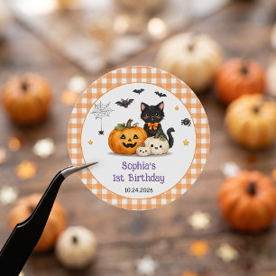 Sticker Rond Fête d'anniversaire d'Halloween mignonne et effray