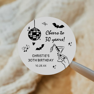 Sticker Rond Fête d'anniversaire d'Halloween pour adultes dessi