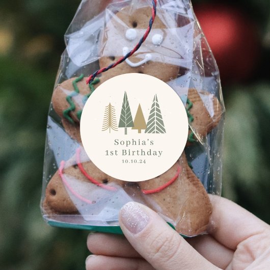 Sticker Rond Fête d'anniversaire d'hiver