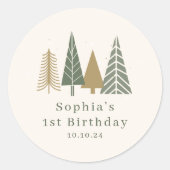 Sticker Rond Fête d'anniversaire d'hiver (Devant)