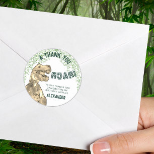 Sticker Rond Fête d'anniversaire Dinosaures Jungle Merci