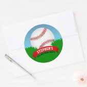 Sticker Rond Fête d'anniversaire du baseball (Enveloppe)