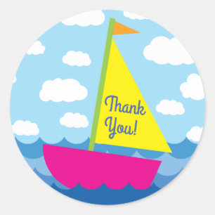 Sticker Rond Fête d'anniversaire du bateau à voile