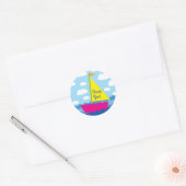 Sticker Rond Fête d'anniversaire du bateau à voile (Enveloppe)