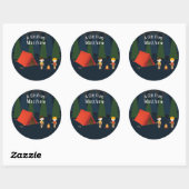 Sticker Rond Fête d'anniversaire du camping (Feuille)