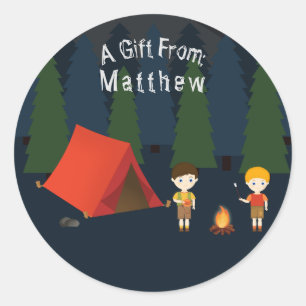 Sticker Rond Fête d'anniversaire du camping