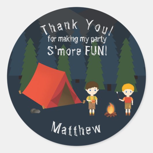 Sticker Rond Fête d'anniversaire du camping (Devant)