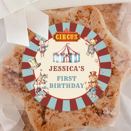 Sticker Rond Fête d'anniversaire du Carnaval des animaux de cir