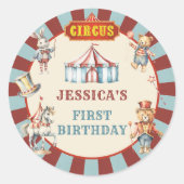 Sticker Rond Fête d'anniversaire du Carnaval des animaux de cir (Devant)