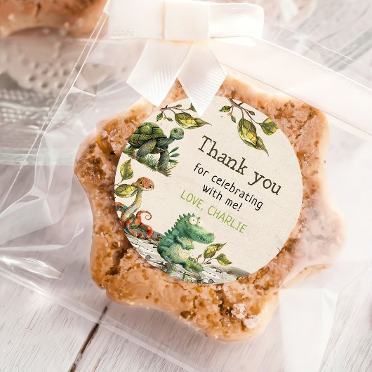 Sticker Rond Fête d'anniversaire du reptile Show