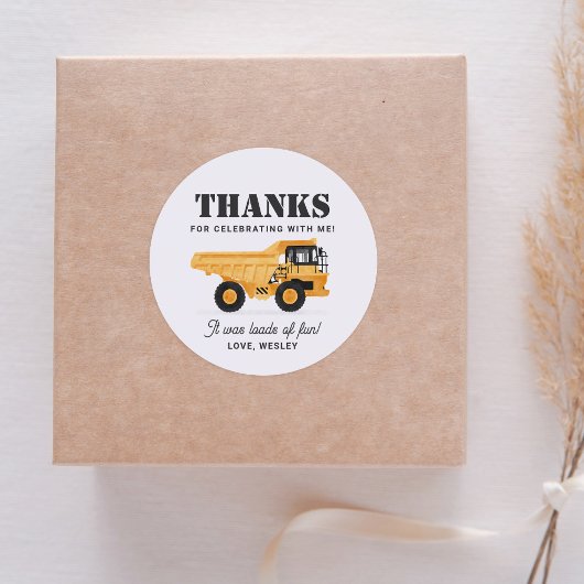 Sticker Rond Fête d'anniversaire du véhicule de construction