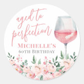 Sticker Rond Fête d'anniversaire du vin Floral (Devant)