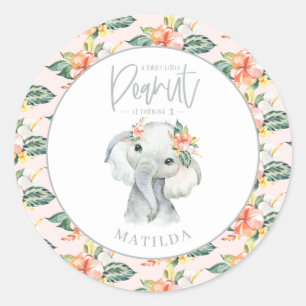 Sticker Rond Fête d'anniversaire d'un éléphant à l'aquarelle