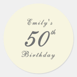 Sticker Rond Fête d'anniversaire élégante et moderne de 50 ans