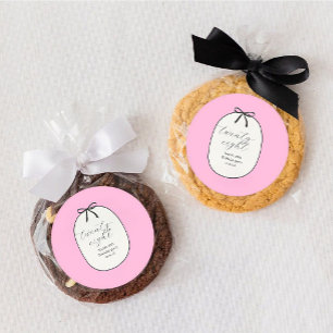 Sticker Rond Fête d'anniversaire élégante minimale ruban rose 2