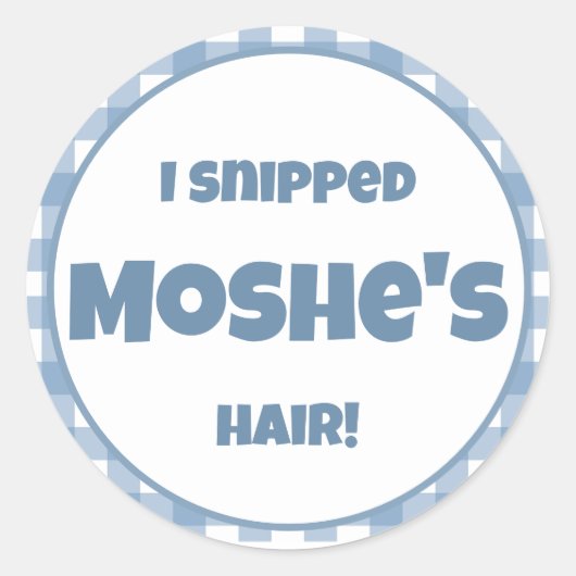 Sticker Rond Fête d'anniversaire en vichy bleu (Devant)