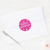 Sticker Rond Fête d'anniversaire étoiles scintillantes rose cha (Enveloppe)