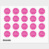 Sticker Rond Fête d'anniversaire étoiles scintillantes rose vif (Feuille)