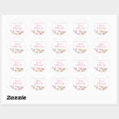 Sticker Rond Fête d'anniversaire Fleur sauvage rose (Feuille)