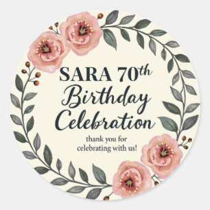 Sticker Rond Fête d'anniversaire florale