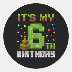 Sticker Rond Fête d'anniversaire garçon enfant C'est mon 6ème a