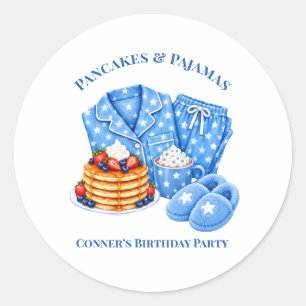 Sticker Rond Fête d'anniversaire garçon Gaufres et Pyjamas