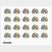 Sticker Rond Fête d'anniversaire garçon Splash Block Constructi (Feuille)