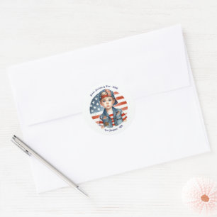 Sticker Rond Fête d'anniversaire «Garçon tout à fait américain»