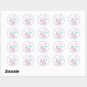 Sticker Rond Fête d'anniversaire Girly Dinosaur (Feuille)