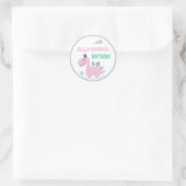 Sticker Rond Fête d'anniversaire Girly Dinosaur (Sac)