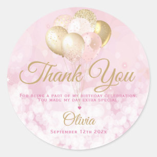 Sticker Rond Fête d'anniversaire glamour Merci Favoriser