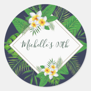 Sticker Rond Fête d'anniversaire Luau Aloha hawaïenne