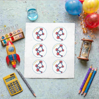 Sticker Rond Fête d'anniversaire ludique et mignonne de laborat