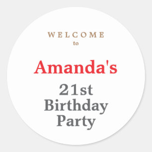 Sticker Rond Fête d'anniversaire mignonne moderne minimaliste