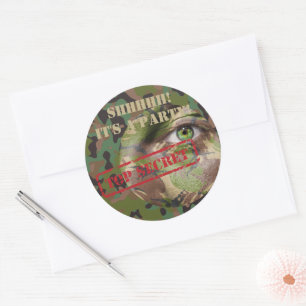 Sticker Rond Fête d'anniversaire militaire camouflage GI