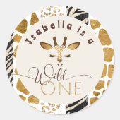 Sticker Rond Fête d'anniversaire moderne Wild One Safari (Devant)