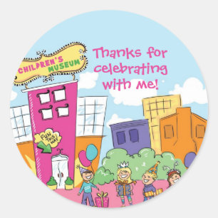 Sticker Rond Fête d'anniversaire Musée des enfants Science Enfa