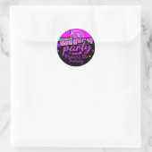 Sticker Rond Fête d'anniversaire Neon Bowling Party Bash (Sac)