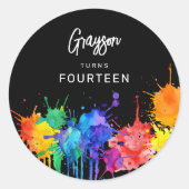 Sticker Rond Fête d'anniversaire Paintball (Devant)