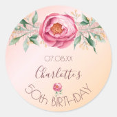 Sticker Rond Fête d'anniversaire parties scintillant rose rose (Devant)