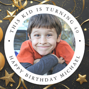 Sticker Rond Fête d'anniversaire personnalisée Simple Mignon To