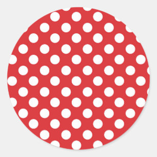 Sticker Rond Fête d'anniversaire points rouges et blancs