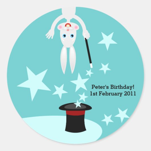 Sticker Rond Fête d'anniversaire pour enfant magicien (Devant)