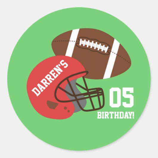 Sticker Rond Fête d'anniversaire pour enfants de football améri (Devant)