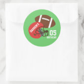 Sticker Rond Fête d'anniversaire pour enfants de football améri (Sac)